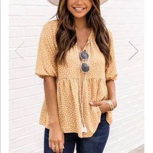 SUNSHINE FIELDS MUSTARD FLORAL BLOUSE